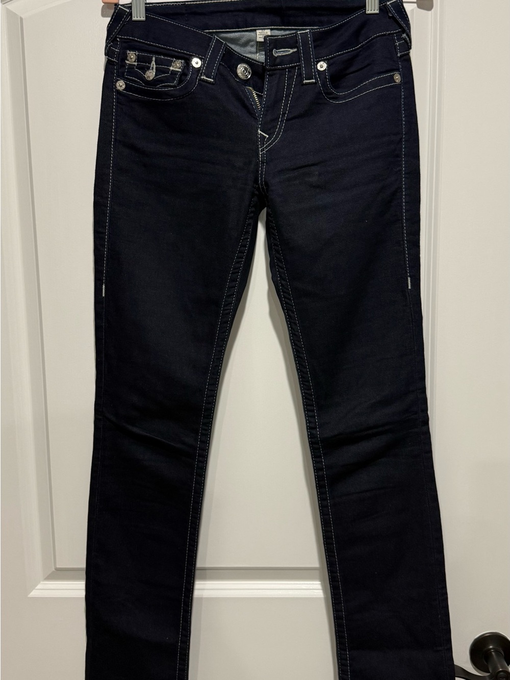 True Religion Women’s Black Skinny Jeans with Contrast Stitching
